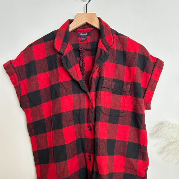 Madewell Flannel Bedtime Pajamas Red Buffalo Check - Picture 5 of 11